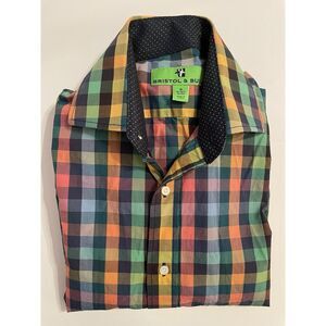 Bristol & Bull Plaid Button Down Shirt Long Sleeve Colorful Mens‎ Size S